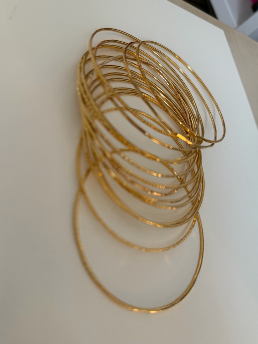 Gold Stackable Bangle Bracelet Set - Women Jewelry